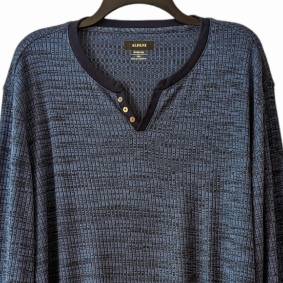 Alfani Men's Blue Long Sleeve Stretch Henley Shirt Size XXL - Picture 3 of 7